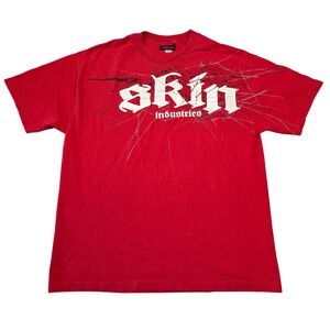 Vtg Y2k Skin Industries Mens XL T Shirt Graphic 2000s Grunge‎ Punk Skater Tattoo